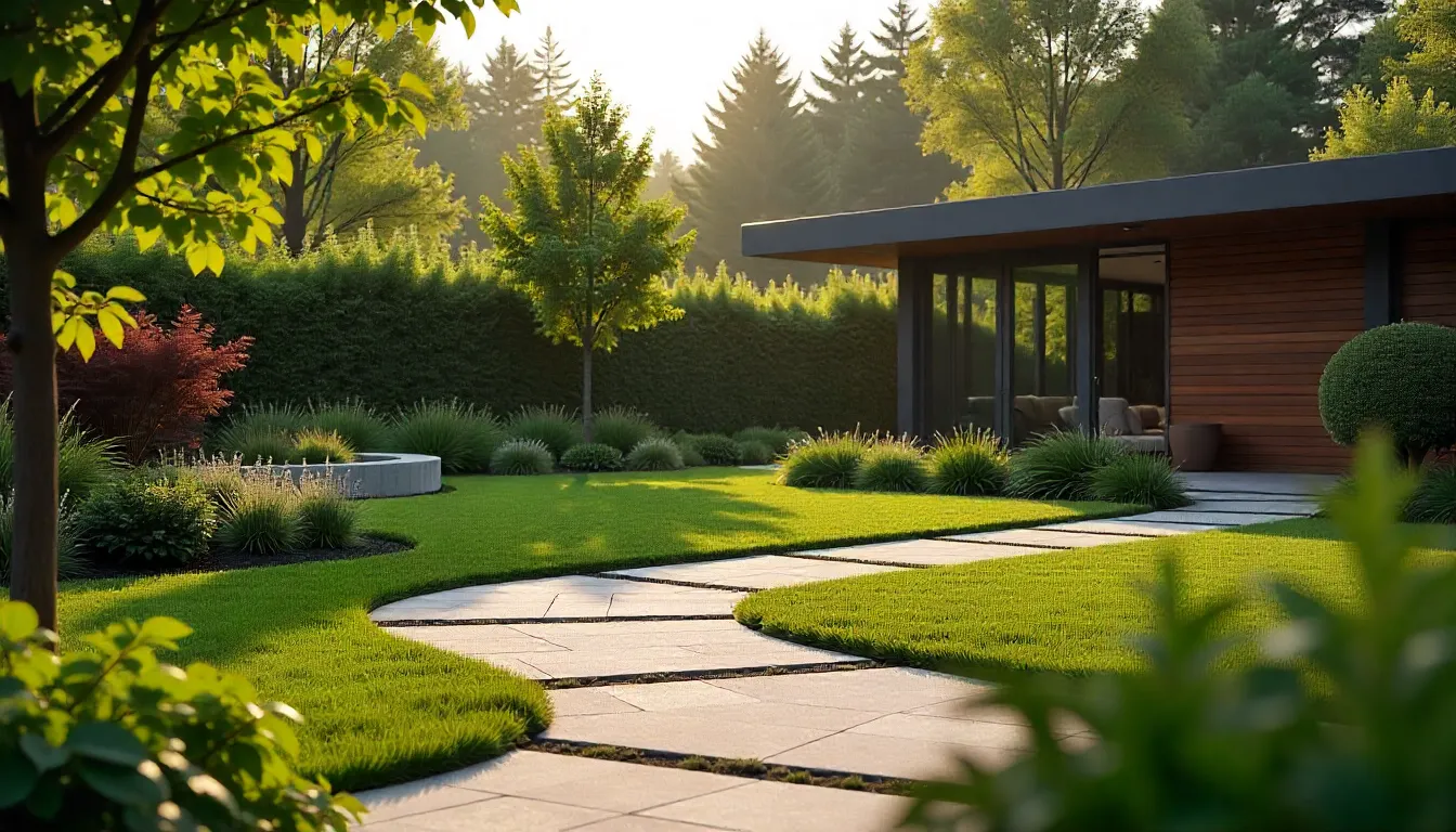 Professional landscape design team working on outdoor project