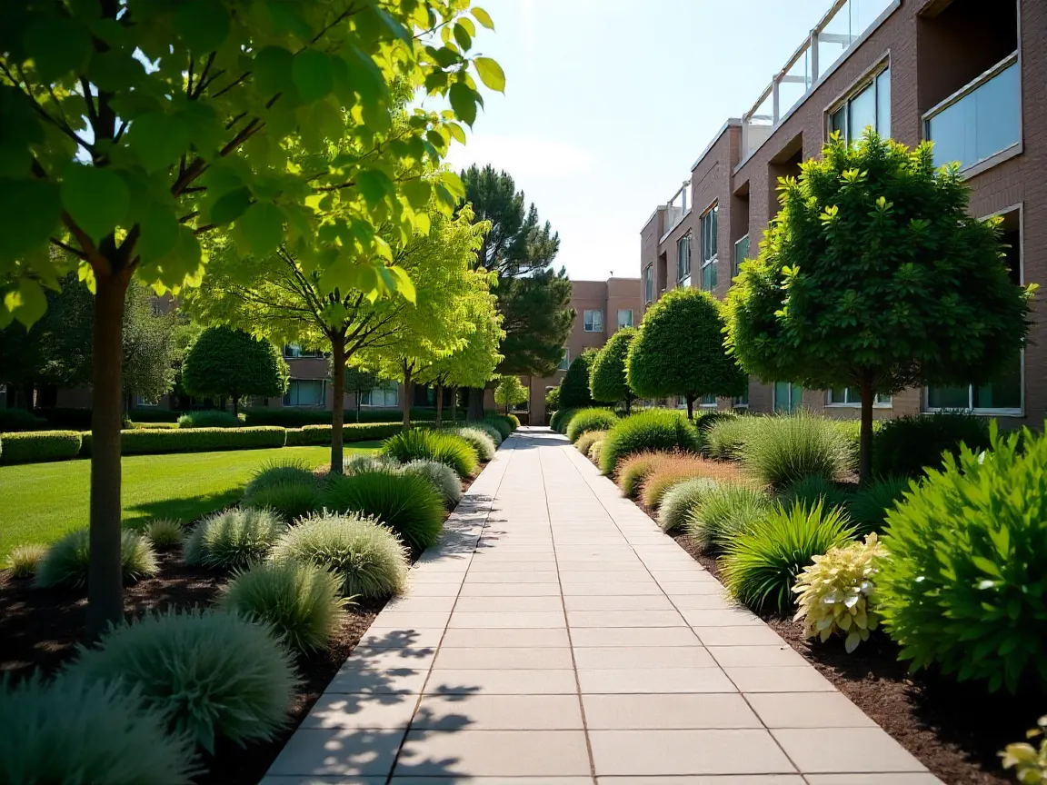 Integrated landscape design with plants and hardscaping